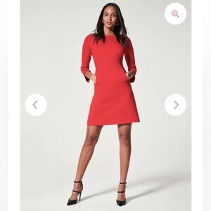 SOLD OUT - Spanx The Perfect A-line 3/4 Sleeve Dress | Spanx True Red